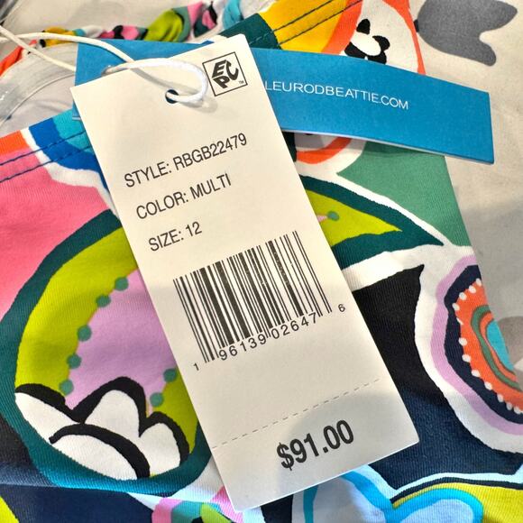 Bleu by Rod Beattie Printed Twist Bandeau Tankini Top Size 12 Multicolor NWT - Picture 9 of 12